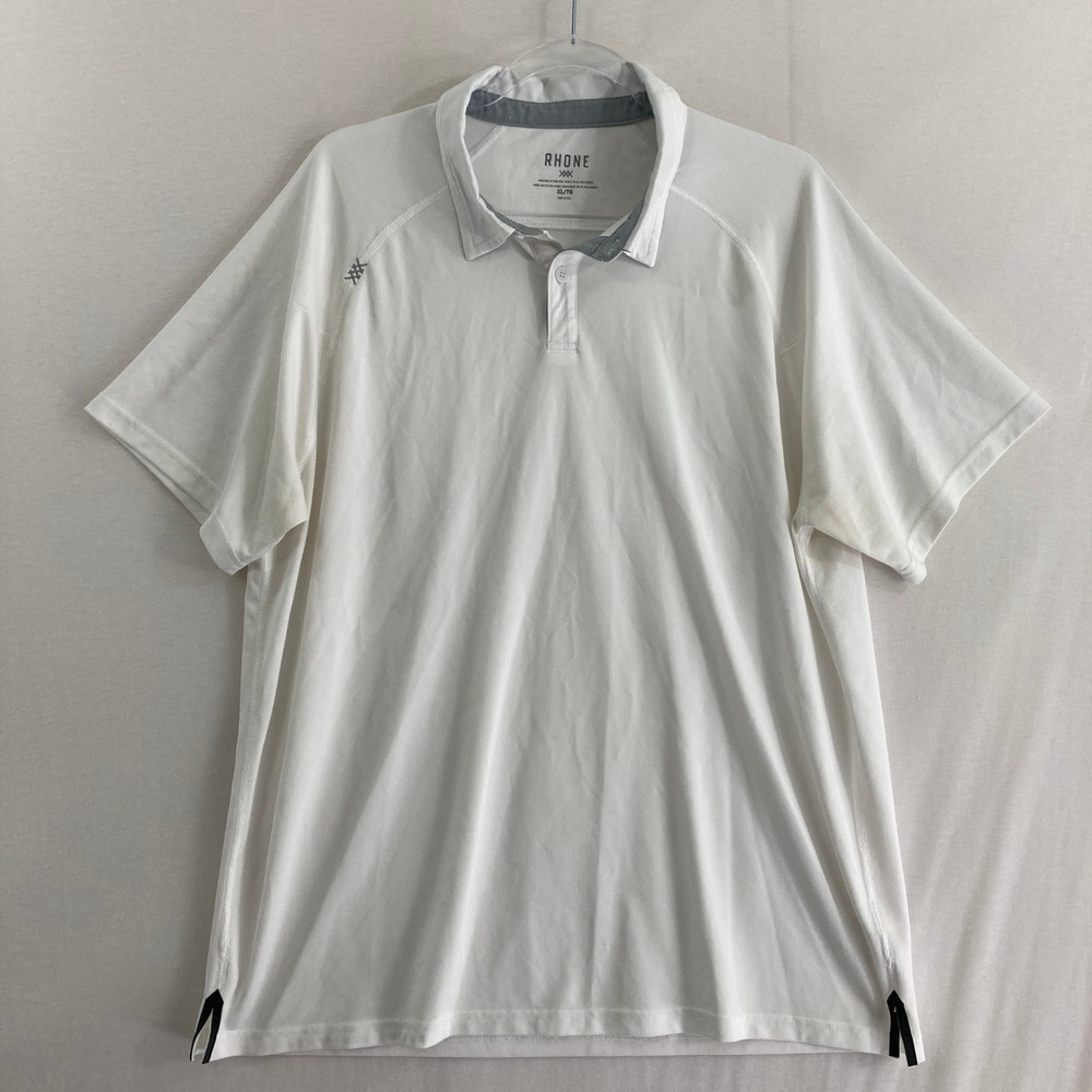 Rhone Polo Shirt Mens sz XL White Short Sleeve Performance Golf Outdoor Active